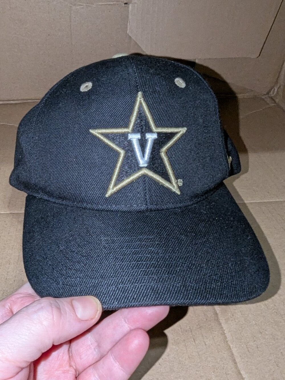 Vanderbilt Commodores Hat Zephyr Snapback Black Gold V Logo NCAA Cap
